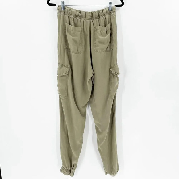 Japna Cargo Jogger Pants Womens Size L Army Green High Waist Drawstring Tapered - Picture 3 of 3